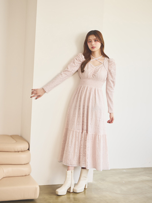 【美品】An MILLE バストギャザーリボンOPピンク アンミール ワンピース バストギャザーリボンワンピース｜evelyn（エブリン）公式通販サイト