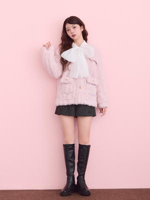 AnMILLE アンミール コート新品タグ付き アイボリー ビジュー ファー付き evelyn - anmille ビジューショートコートの通販 by blossom42's