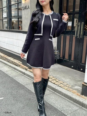 カーデセットバイカラーワンピース
