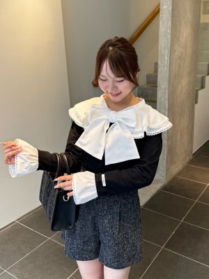 フリル大襟カットソー