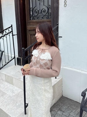 ファーキャミボレロニット