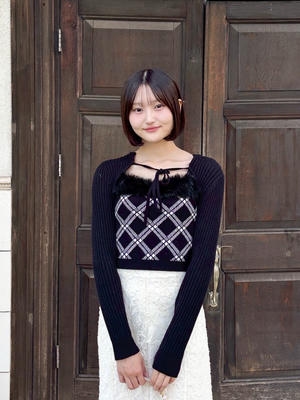 ファーキャミボレロニット