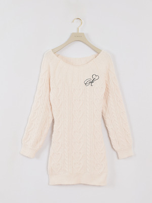 ハートケーブルニットワンピース