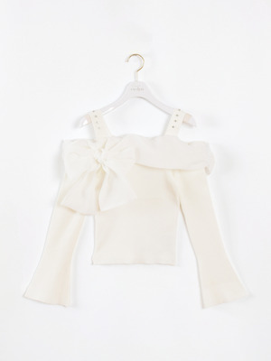 オフショルリボンニット