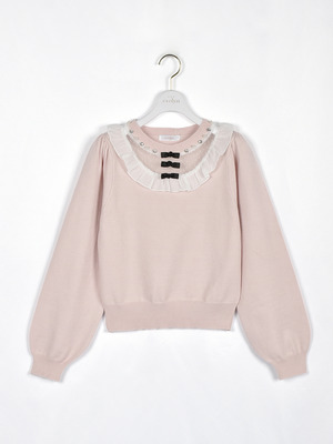 シフォンフリルニット