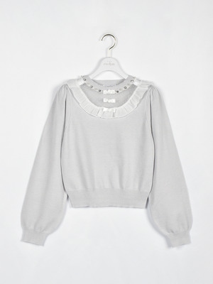 シフォンフリルニット