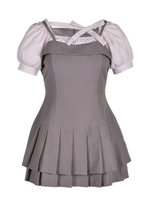Double Pleated Ribbon Onepiece