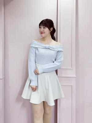 リボンパールオフショルニット