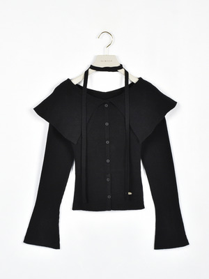 大襟リボンニット