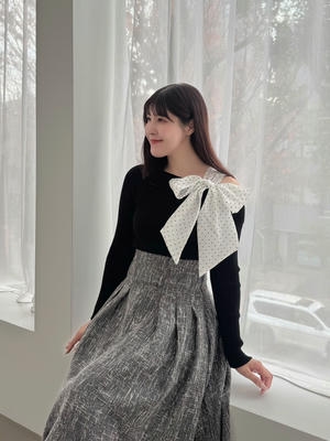 ワンショルリボントップス