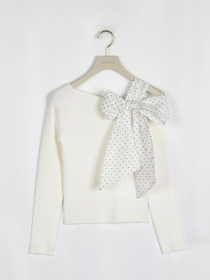 ワンショルリボントップス