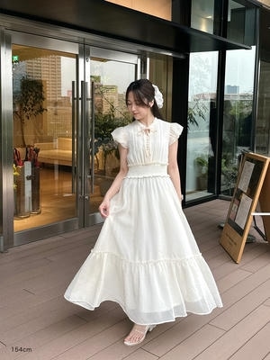 ミニバルーンスリーブシフォンワンピース