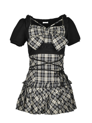 Bust Ribbon Bijou Check Onepiece